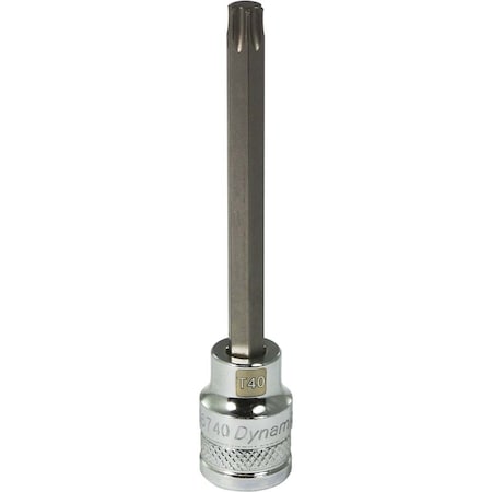 Dynamic Tools 3/8 Drive Torx Head, T40 Long Bit, Chrome Finish Socket D006740